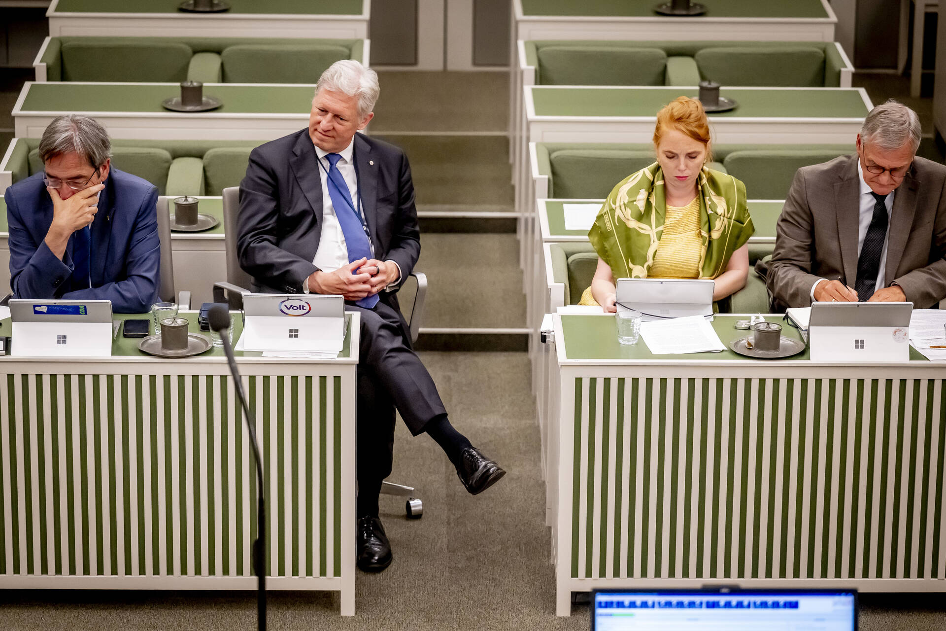 Senator Bovens (CDA), senator Hartog (Volt), senator Aerts (D66) en senator Schalk (SGP)